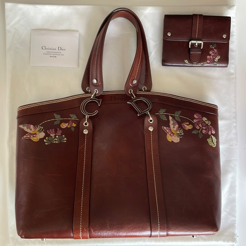 Dior Vintage leather handbag with matching wallet